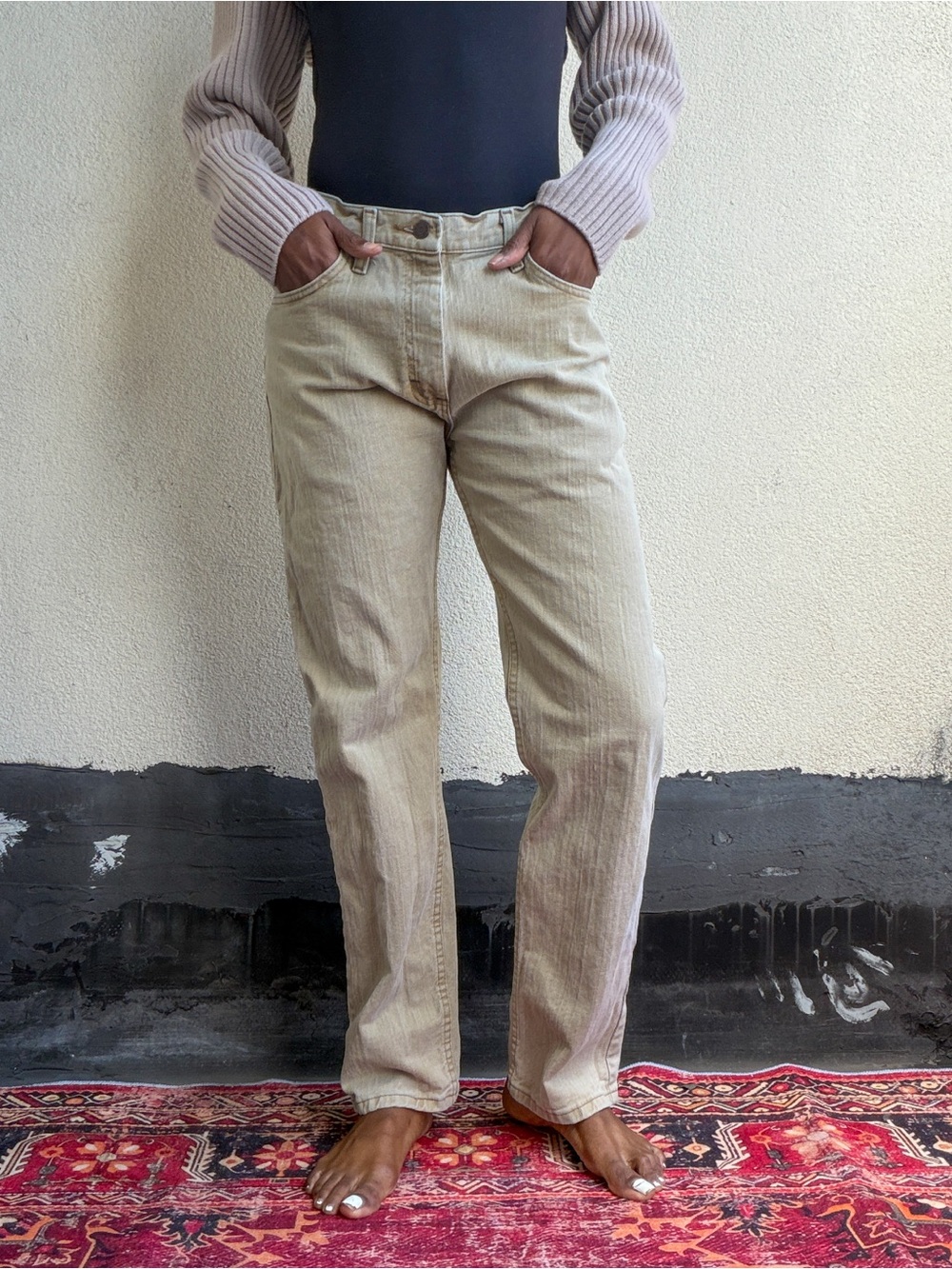 Wrangler Men's Light Beige Straight Leg Chinos
